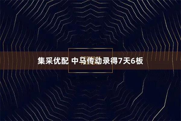 集采优配 中马传动录得7天6板