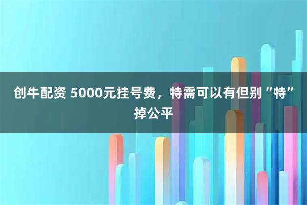 创牛配资 5000元挂号费，特需可以有但别“特”掉公平